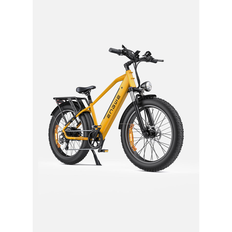 Yellow ENGWE E26 high-step electric bike front three-quarter view