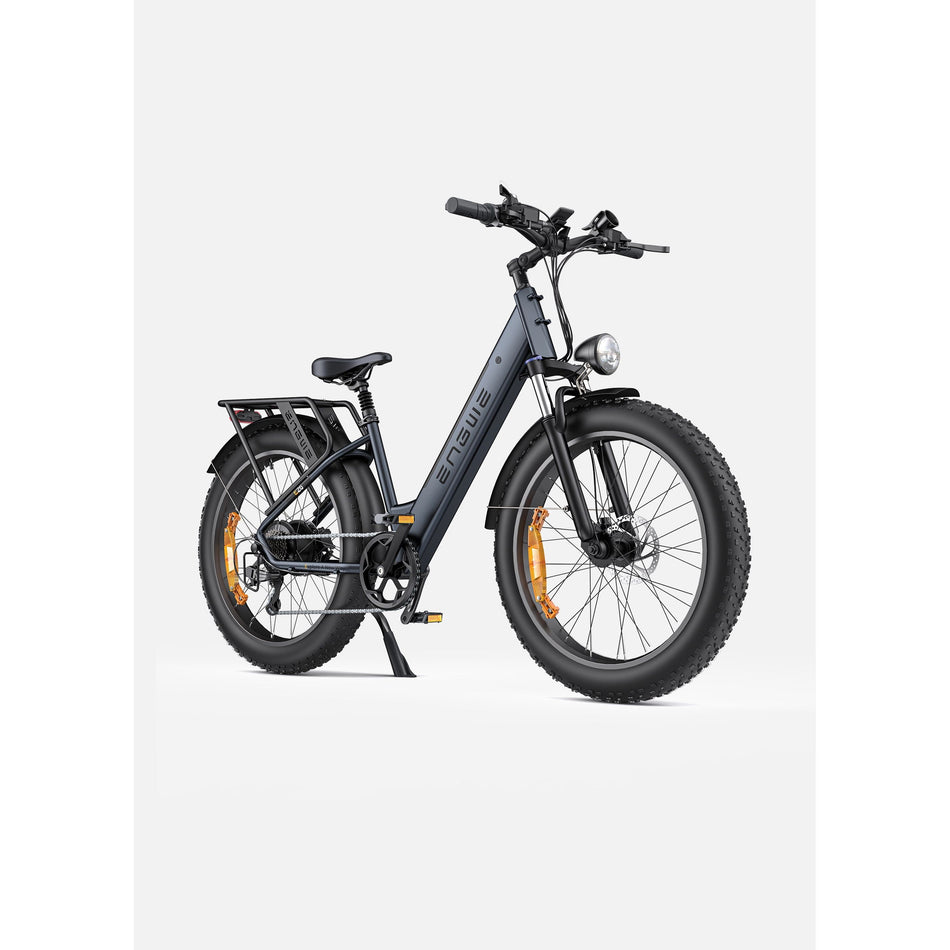 Grey ENGWE E26 high-step electric bike front three-quarter view