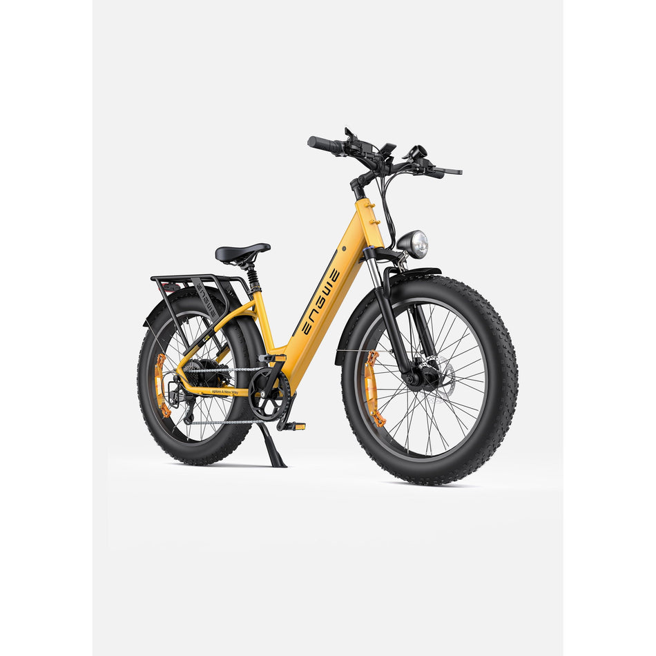 Yellow ENGWE E26 ST step-through electric bike front three-quarter view