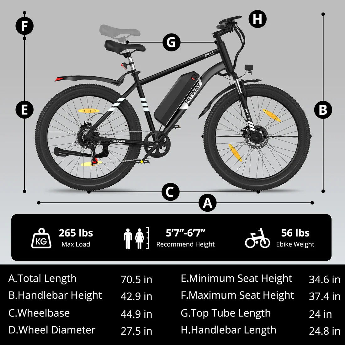 HITWAY - BK15 Pro 27.5 inch Electric Bike