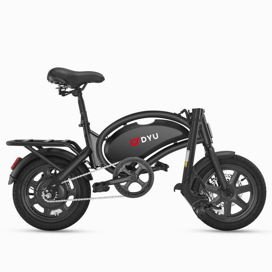DYU D3F Mini 14-inch folding electric bike in black – 36V 7.8Ah battery