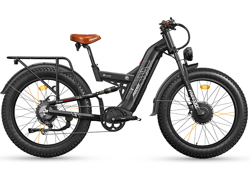 FREESKY Warrior Ultra M-530 60V electric mountain bike in black, angle view