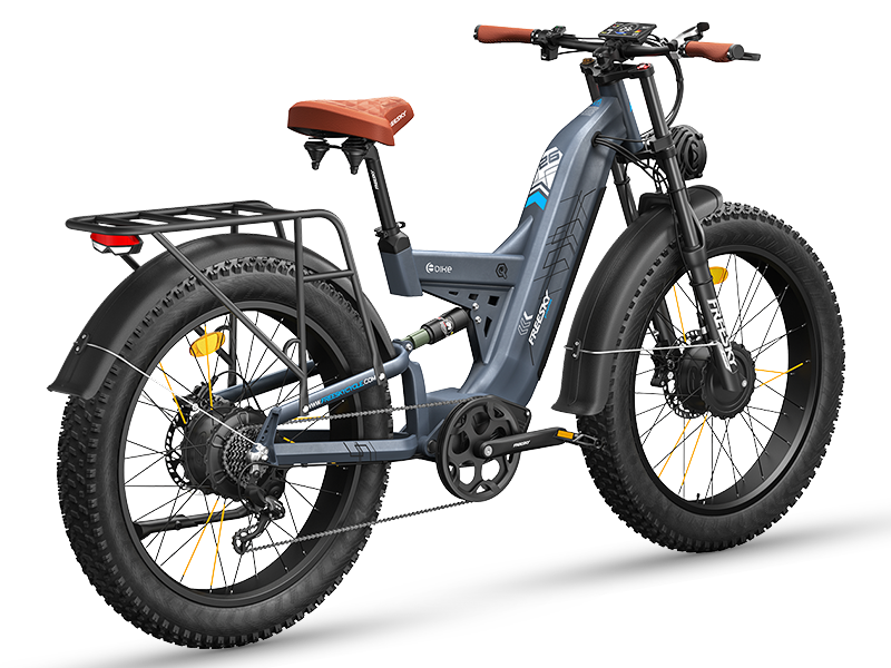 FREESKY Warrior Ultra M-530 60V electric mountain bike in blue, detail view