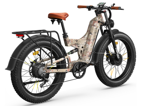 FREESKY Warrior Ultra M-530 60V electric mountain bike in camo, detail view