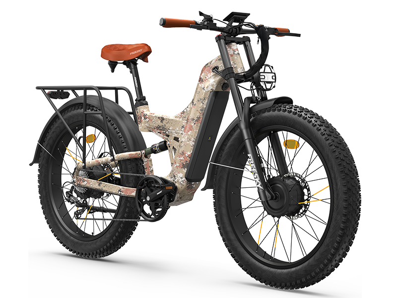 FREESKY Warrior Ultra M-530 60V electric mountain bike in camo, side view