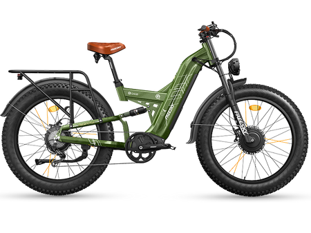 FREESKY Warrior Ultra M-530 60V electric mountain bike in green, angle view
