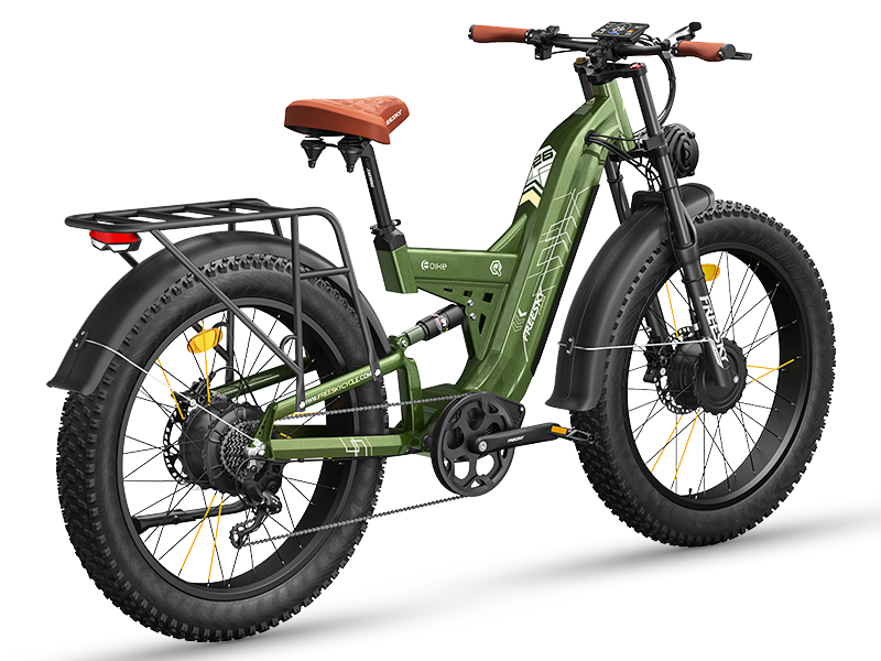 FREESKY Warrior Ultra M-530 60V electric mountain bike in green, detail view