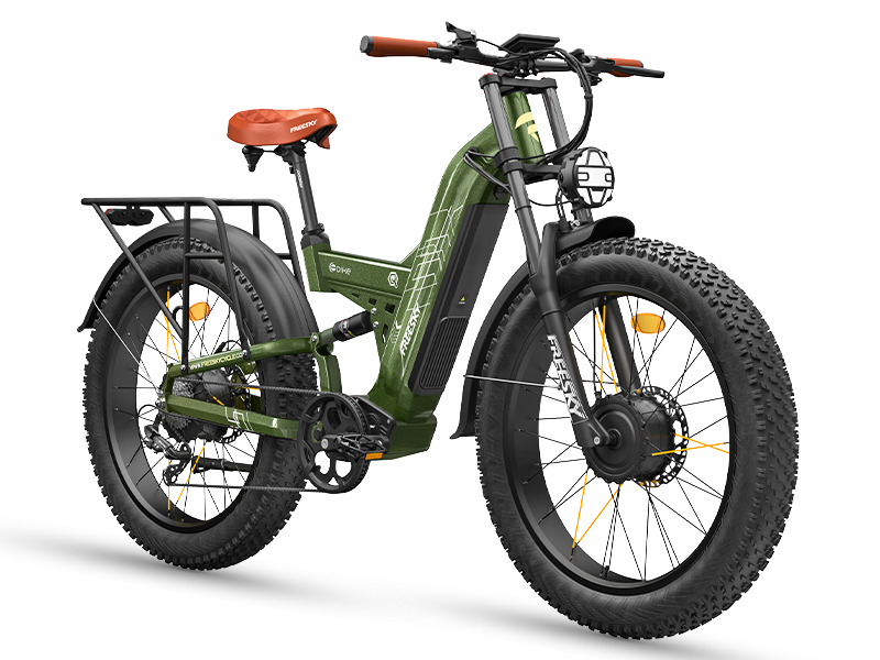 FREESKY Warrior Ultra M-530 60V electric mountain bike in green, side view